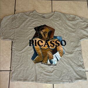 Picasso Nu a la Serviette Art‎ Graphic T-Shirt Mens 2XL Oatmeal Beige Cotton Tee
